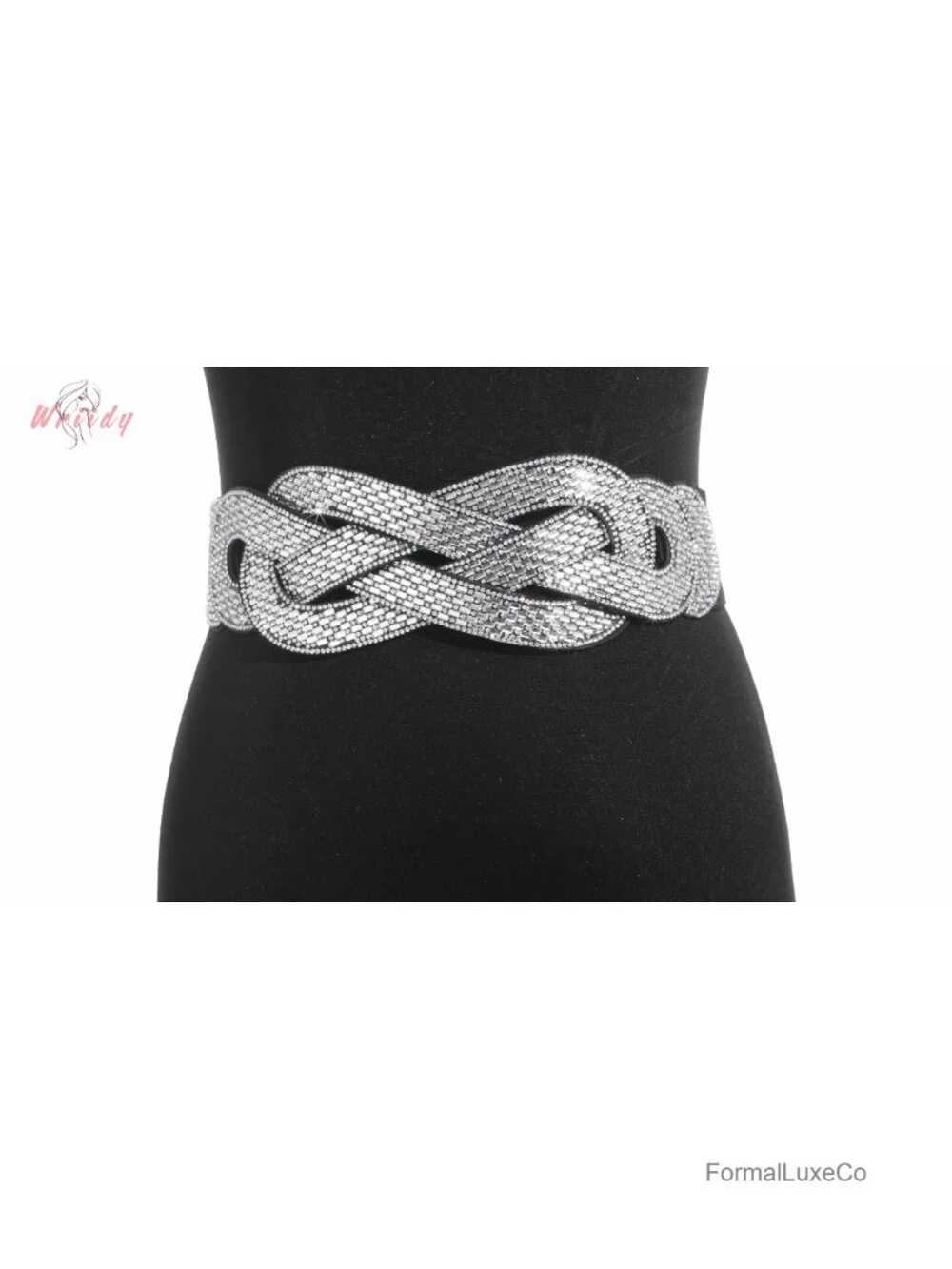 Wide Stretch Rhinestone Sequin Disco Belt for Dressy Outfits